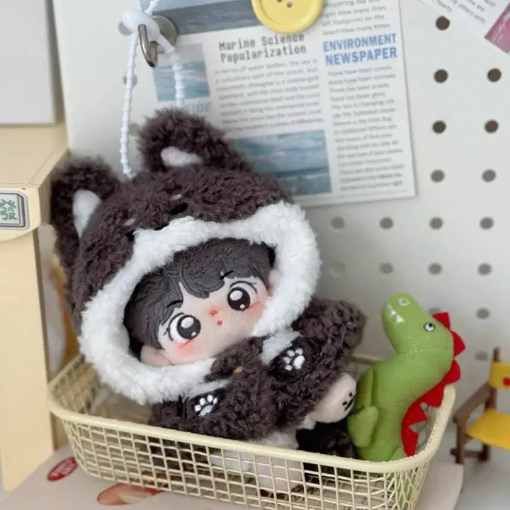 [BUNJANG] 10cm Doll Clothes Set - Wolf Animal Cloak - New / 10cm 인형옷 솜인형옷 누이 의상 세트 늑대 동물 망토 새상품