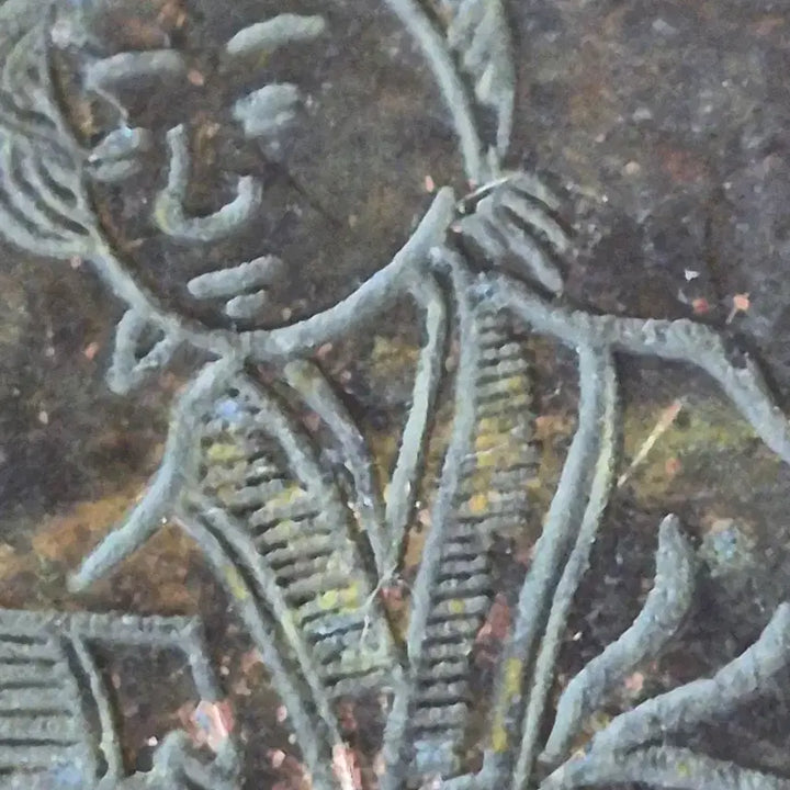[BUNJANG] Bronze Crescent Inkstone Container with Engraved Figure / 동 브론즈 초승달 음각 인물도 연적 먹통 합