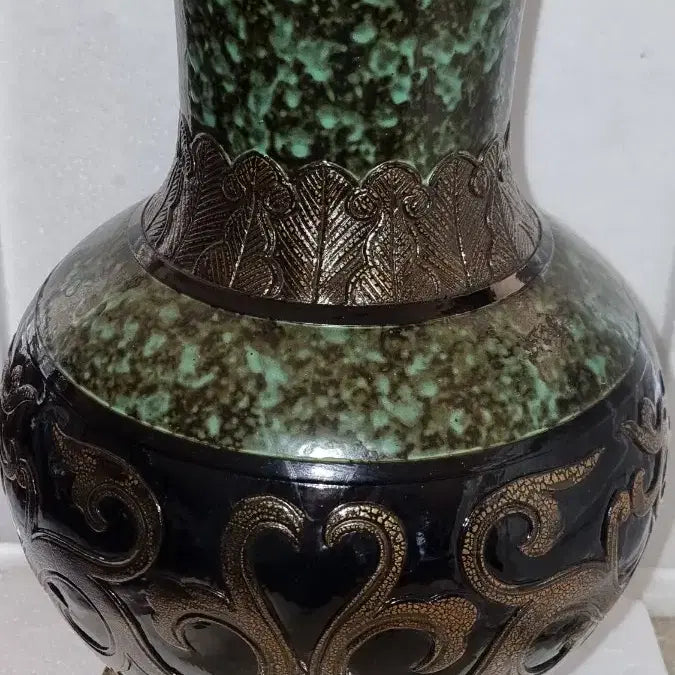 [BUNJANG] Qianlong Period Celadon Glazed Twin Dragon Vase / 건륭년제 녹유요변 쌍용문 상이병 높이35 지22 중국도자기 고도자 골통품