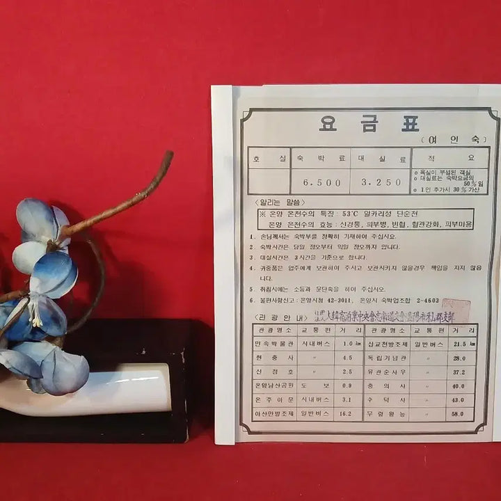[BUNJANG] 1980s Korean Guesthouse Pricing Chart / 80년대 여인숙 숙박요금표