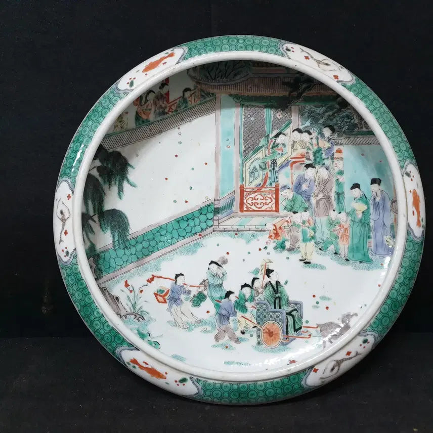 [BUNJANG] Qing Dynasty Kangxi Period Celadon Porcelain Brush Pot with Beauty Painting / (수원만물)청대 강희년제 미녀도 대 필새