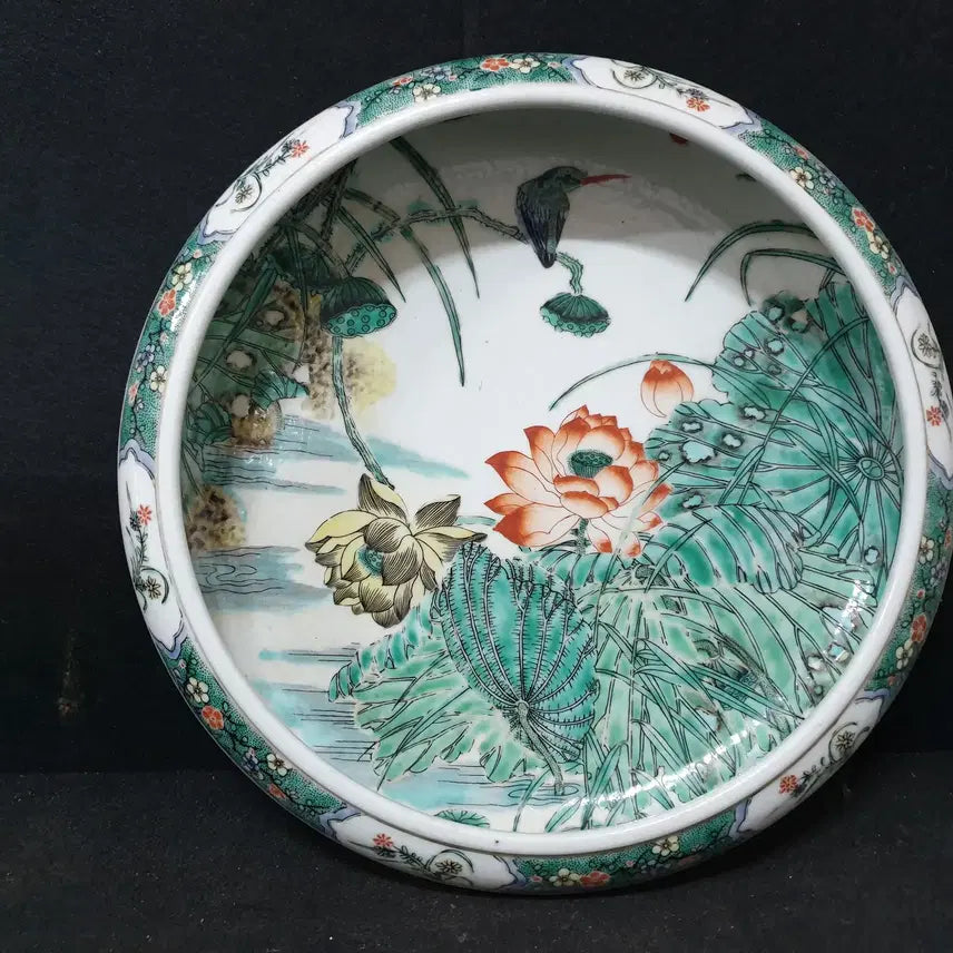 [BUNJANG] Chinese Qing Dynasty Kangxi Period Celadon Porcelain Brush Washer with Lotus Decoration / (수원만물)청대 강희년제 연화문 대 필새