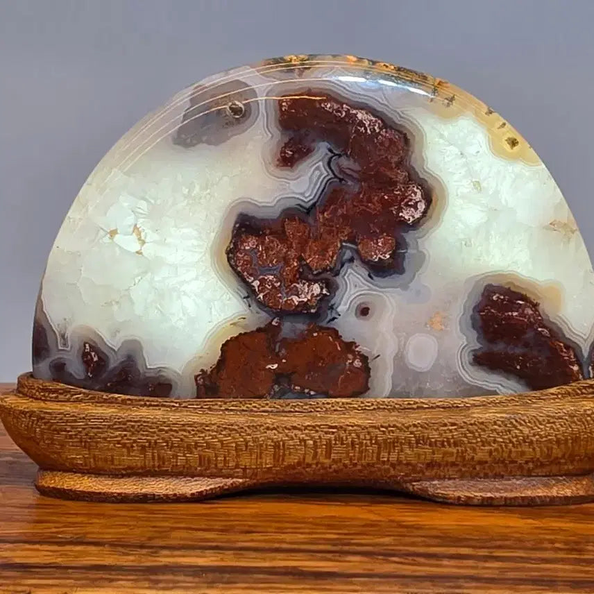 [BUNJANG] Unique Color Agate Mineral Stone with Poodle Dog Motif / 26081717 좋은 기운을 주고 푸들 강아지 문양이 독특한 컬러마노석 광물 수석 팝니다
