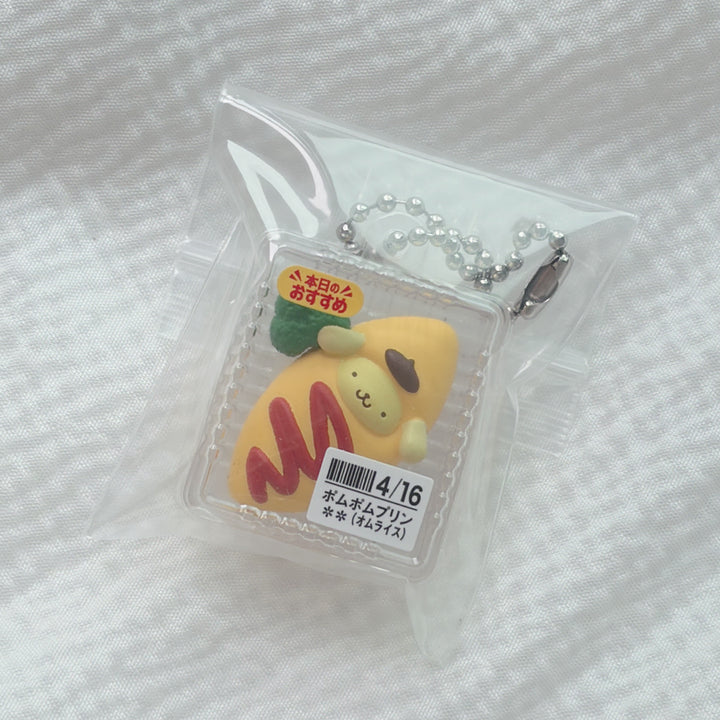 [BUNJANG] Sanrio Pompompurin Omurice Miniature Figure Gacha Keychain / 산리오 정품 나리키리 폼폼푸린 오므라이스 도시락 반찬 가챠 메지루시 마스코트 미니어처 피규어 키링 아크릴 인형