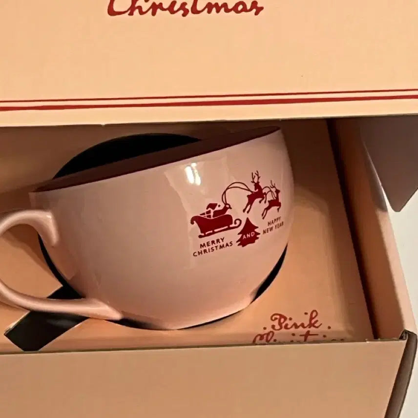 [BUNJANG] SM Entertainment Pink Christmas Cup &amp; Saucer Set (Giselle) Unsealed / (개봉) SM PINK CHRISTMAS CUP+SAUCER SET 핑크 크리스마스 (지젤)
