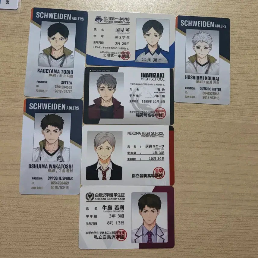 [BUNJANG] Haikyuu!! Unofficial Student ID Card &amp; Enamel Pin Set / 하이큐 비공굿 학생증 ID카드 전차스 판매