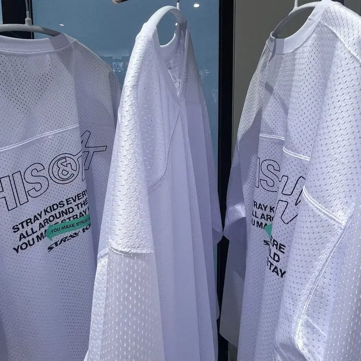 [BUNJANG] Stray Kids This &amp; That Pop-up Mesh Long Sleeve T-Shirt / 스키즈 디스앤댓(This &amp; That) 팝업 메쉬 롱 슬리브 티셔츠