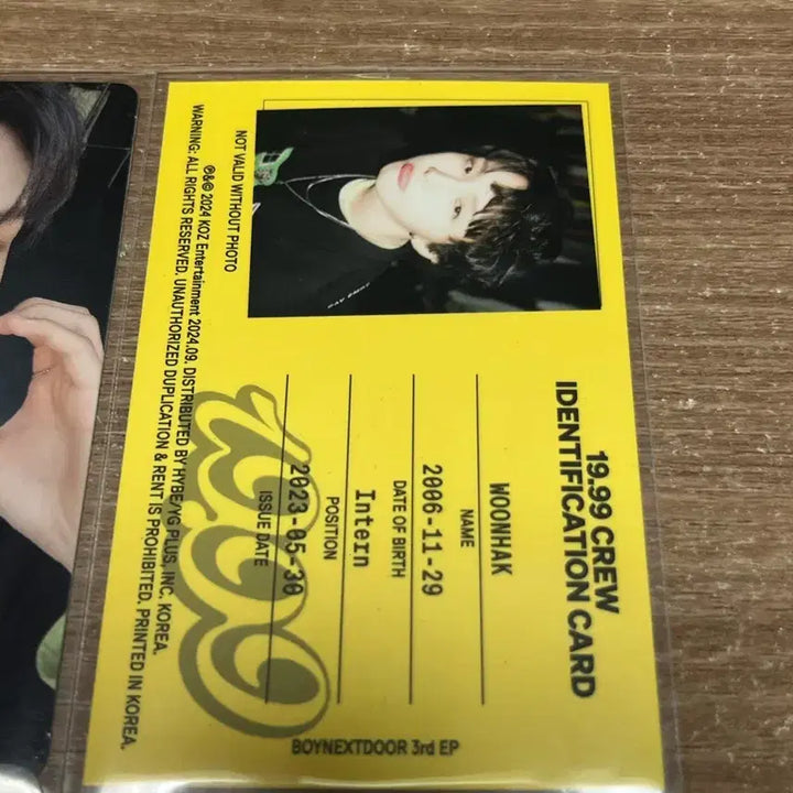 [BUNJANG] BOYNEXTDOOR Woonghee Album Photocard / 보넥도 운학 19.99 앨범 포카 양도