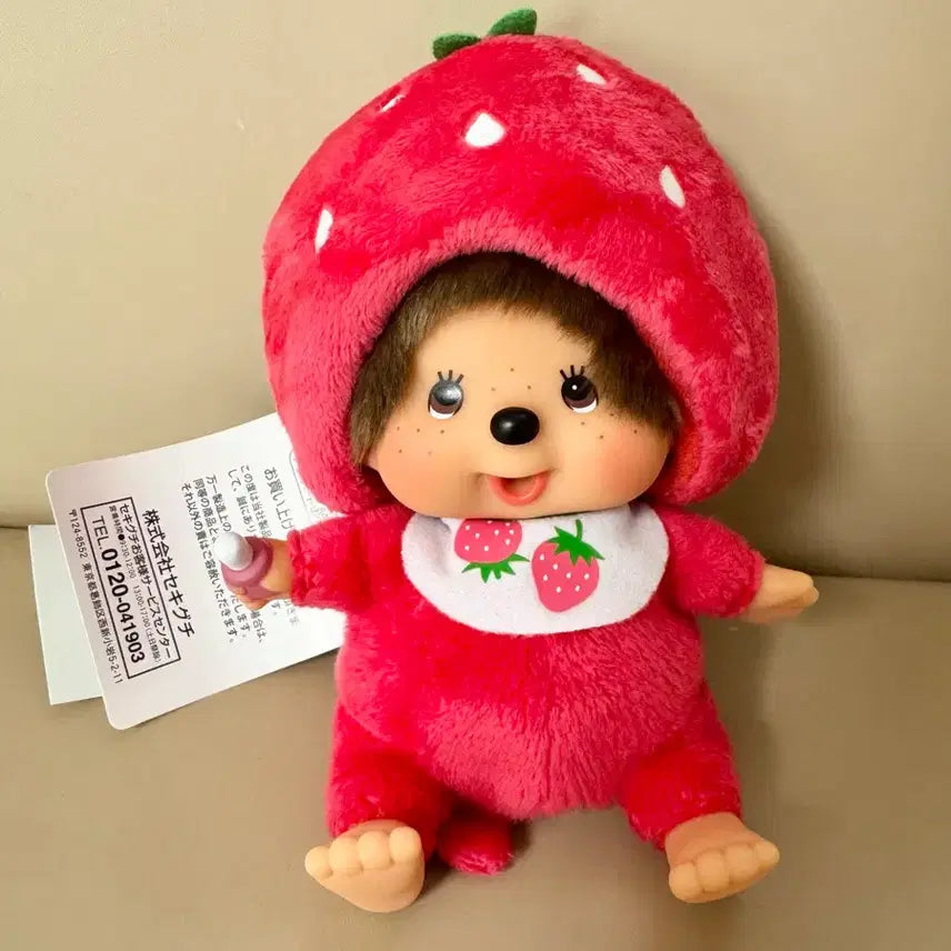 [BUNJANG] Monchhichi Strawberry Plush Doll (S Size) / 딸기 몬치치