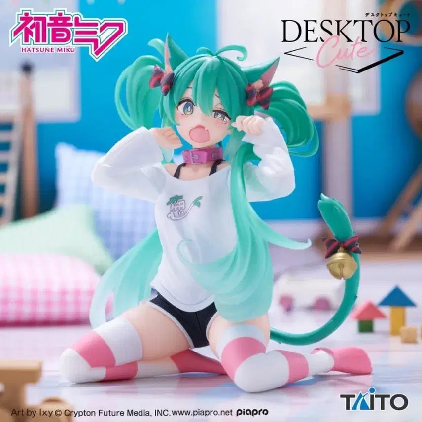 [BUNJANG] Taito Hatsune Miku Desktop Cute Cat Ear T-shirt / 하츠네 미쿠 타이토 Desktop Cute  고양이 귀 티셔츠