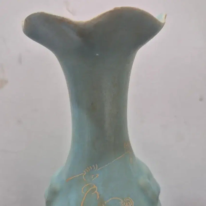 [BUNJANG] Gold Inlaid Celadon Porcelain Vase with Child Motif / 금채 음각 명문화구병 소장품