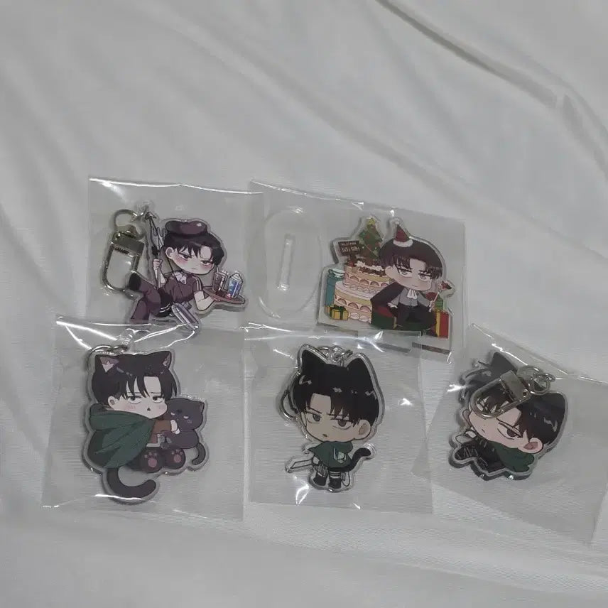 [BUNJANG] Attack on Titan Levi Acrylic Standee &amp; Keychain Bundle (Sealed) / [미개봉] 진격의거인 진격거 리바이 아크릴 스탠드 리바이 아크릴 키링 일괄