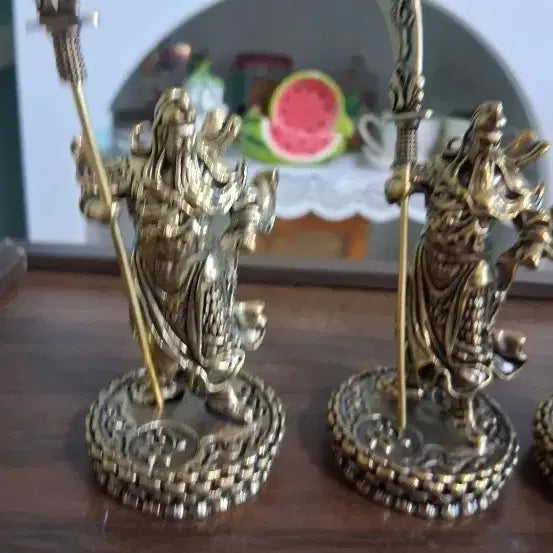 [BUNJANG] Brass Guan Yu General Statue Set - 3 Pieces / 관우장군상 3종 세트 황동 장식품