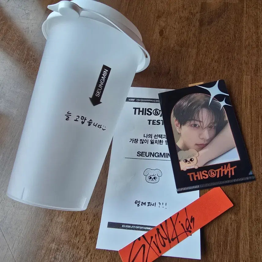 [BUNJANG] Stray Kids Seungmin 2nd Week Pop-up Lucky Draw Photocard and Cup Set / Straykids 스키즈 2주차 팝업 3만원 특전 포카,컵 등 승민 세트