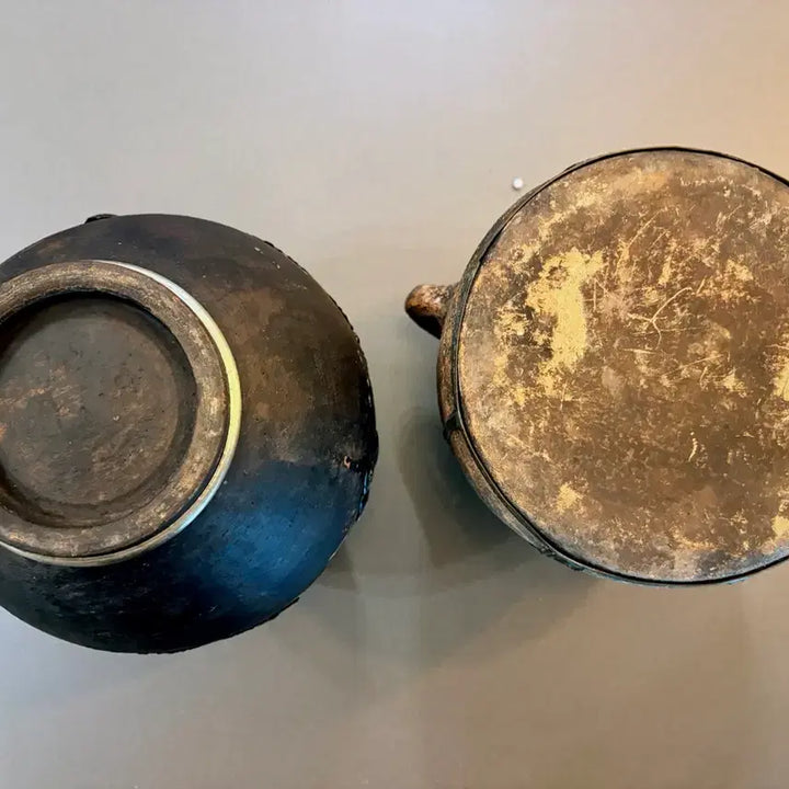 [BUNJANG] South African Limpopo Traditional Pottery Set (2 Pieces) - Vintage Collectible / 남아프리카 림포포 전통 수제 토기 2점 / 오래된 소장품
