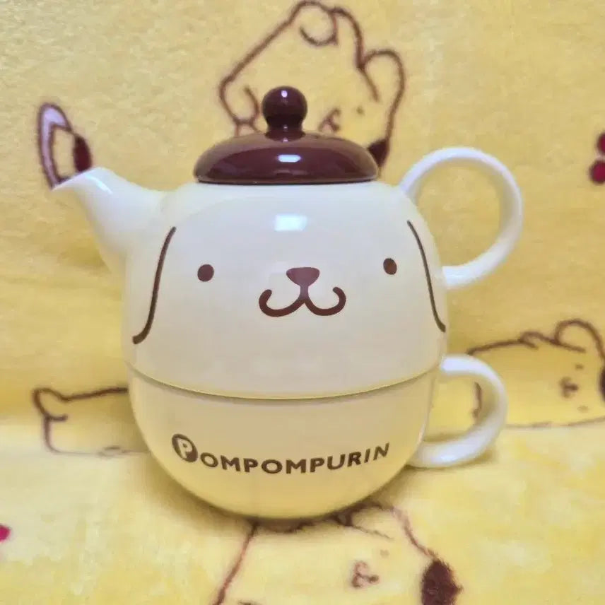 [BUNJANG] Sanrio Pompompurin Teapot &amp; Teacup Set / 산리오 폼폼푸린 차주전자 찻잔 티팟 세트