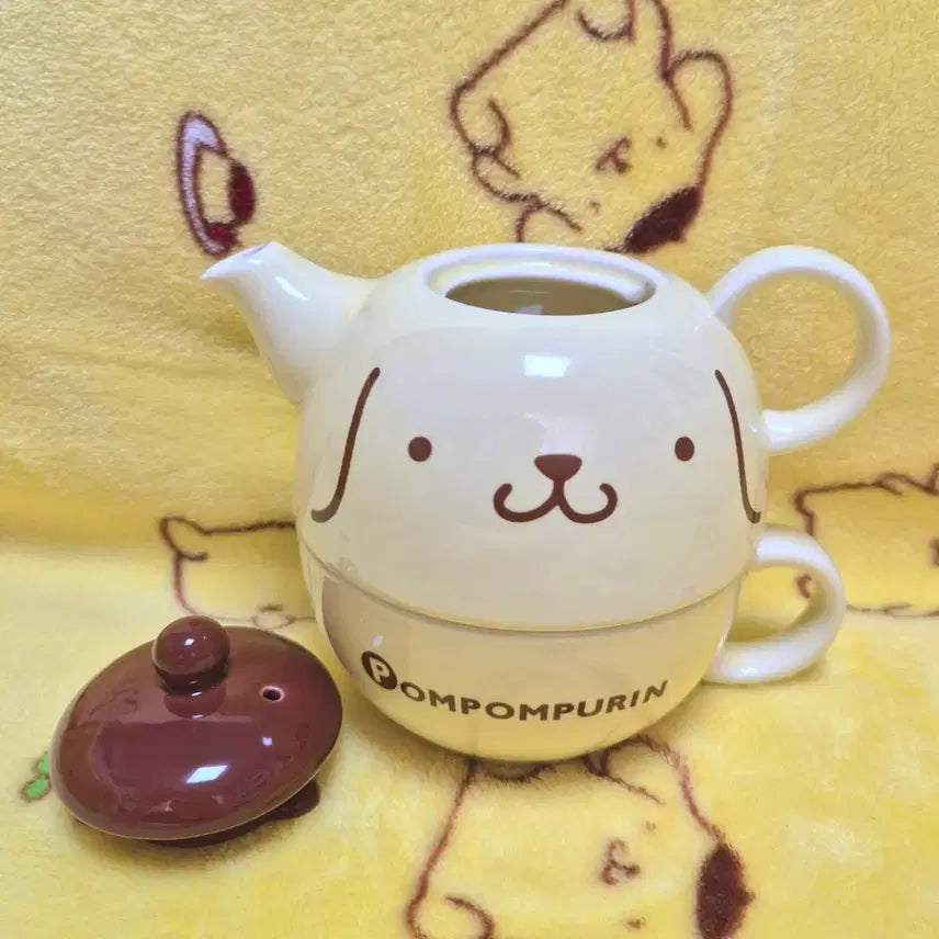 [BUNJANG] Sanrio Pompompurin Teapot &amp; Teacup Set / 산리오 폼폼푸린 차주전자 찻잔 티팟 세트