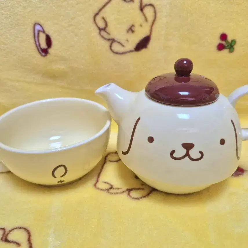 [BUNJANG] Sanrio Pompompurin Teapot &amp; Teacup Set / 산리오 폼폼푸린 차주전자 찻잔 티팟 세트