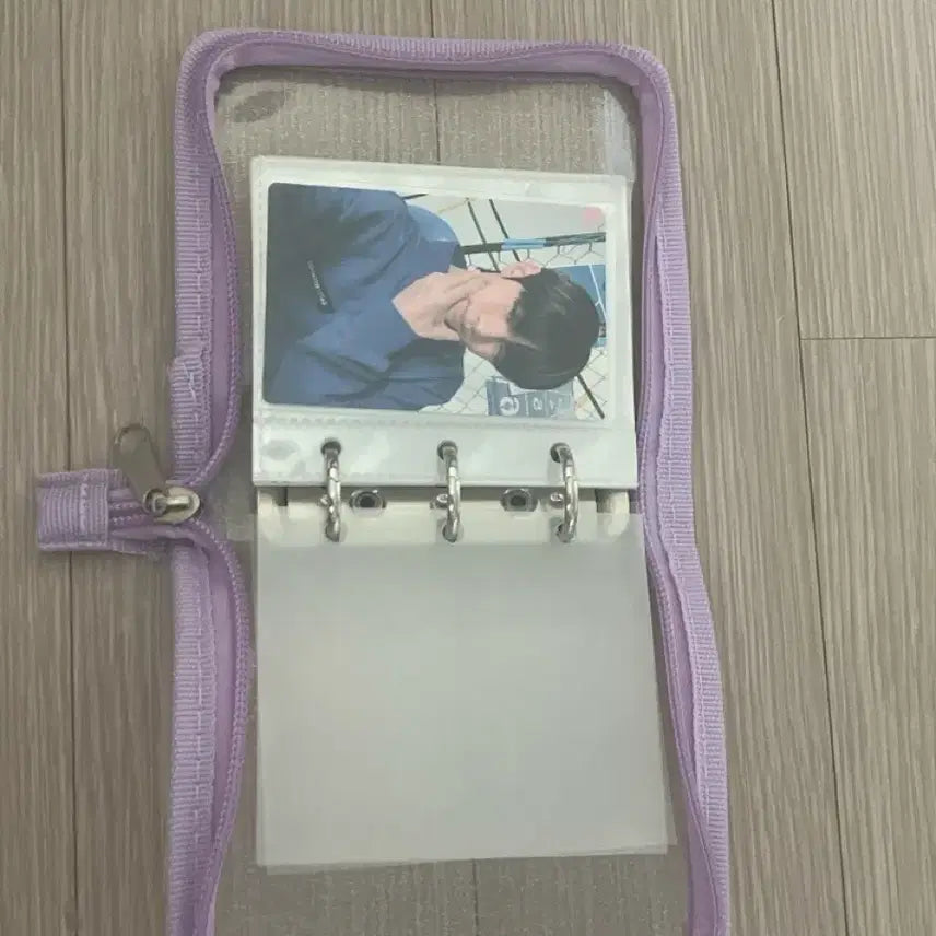 [BUNJANG] 3-Ring Purple Glitter Zipper Photocard Binder / 3공 보라 투명 글리터 지퍼 포카 바인더