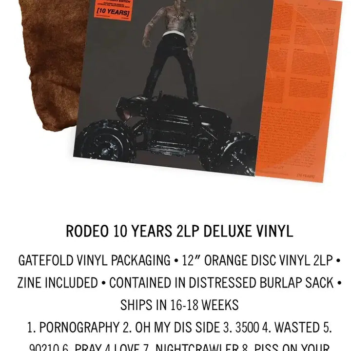 [BUNJANG] Travis Scott Rodeo 10 Years 2LP Deluxe Vinyl / 트레비스 스캇 로데오 10주년 RODEO 10 YEARS 2LP DELUXE VINYL