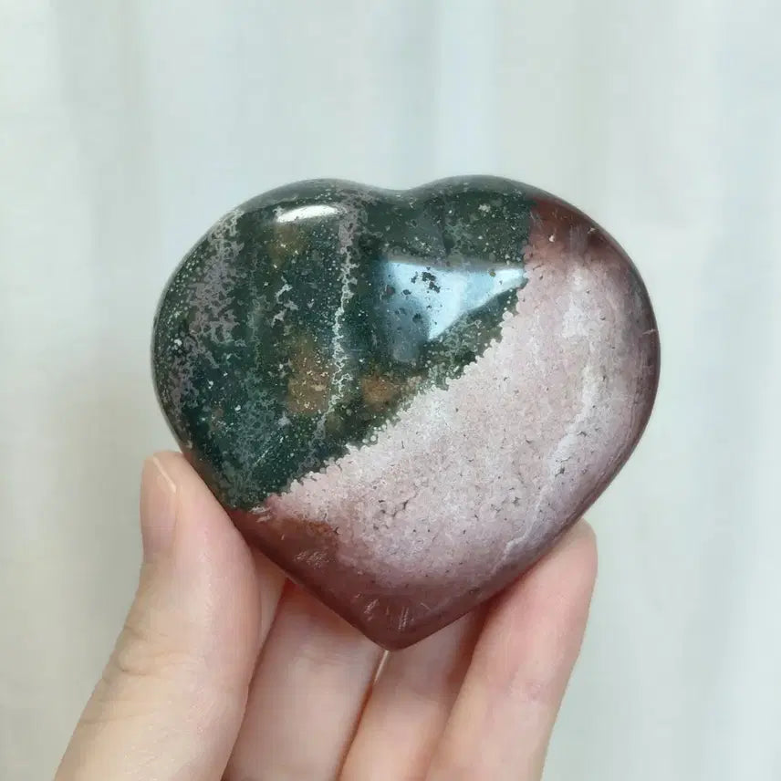 [BUNJANG] Ocean Jasper Heart Gemstone (Rare Color Mix/Pattern) / 오션재스퍼 하트 원석 (희귀컬러믹스/패턴)