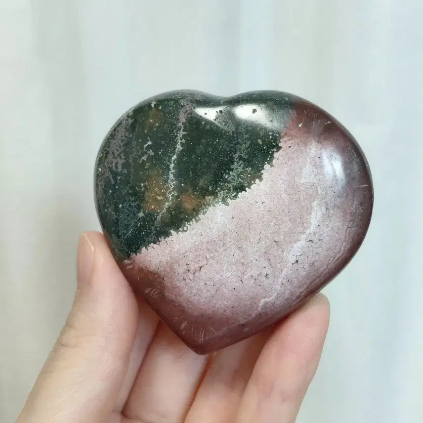 [BUNJANG] Ocean Jasper Heart Gemstone (Rare Color Mix/Pattern) / 오션재스퍼 하트 원석 (희귀컬러믹스/패턴)