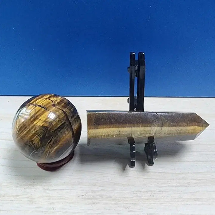 [BUNJANG] Tiger Eye Sphere and Obelisk Set with Stand / 호안석 구체 + 오벨리스크 세트+받침대
