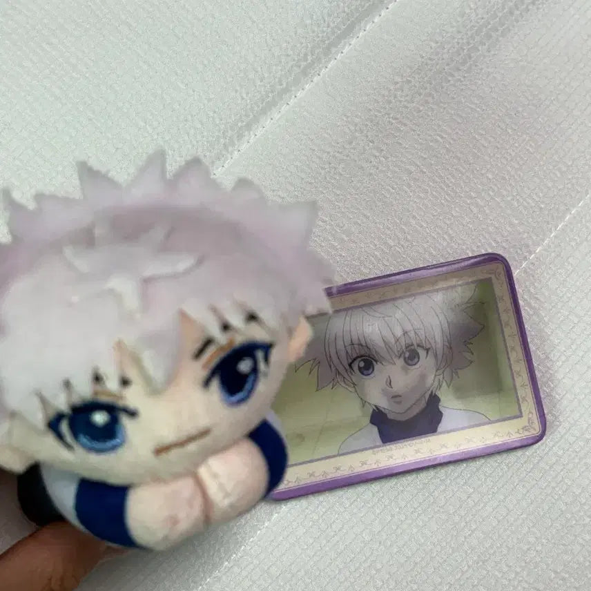 [BUNJANG] Hunter x Hunter Killua Zoldyck Nui Plush &amp; Lenticular Badge Bundle Set / 일괄 헌터헌터 키르아 조르딕 굿즈 허그캬라 누이 렌티큘러 뱃지