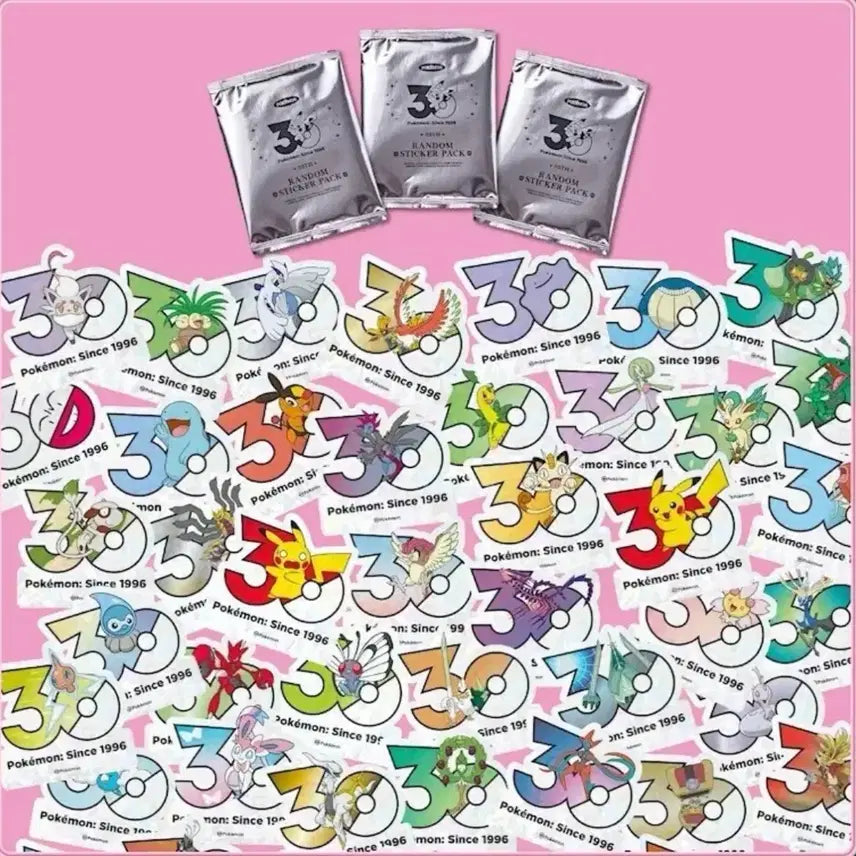 [BUNJANG] Pokemon 30th Anniversary Stickers - Unsealed 10 Pack Bundle / 택포 7.9 포켓몬 30주년 스티커 미개봉 10팩