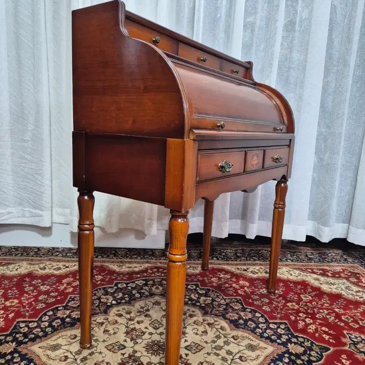 [BUNJANG] Italian Neoclassical Walnut Inlay Roll-Top Ladies Desk / 이태리 네오클래식 월넛 인레이 롤탑 레이디스 데스크