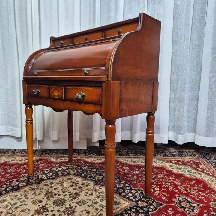 [BUNJANG] Italian Neoclassical Walnut Inlay Roll-Top Ladies Desk / 이태리 네오클래식 월넛 인레이 롤탑 레이디스 데스크