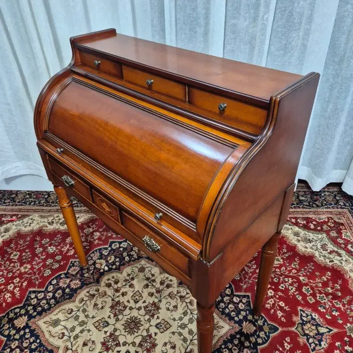 [BUNJANG] Italian Neoclassical Walnut Inlay Roll-Top Ladies Desk / 이태리 네오클래식 월넛 인레이 롤탑 레이디스 데스크