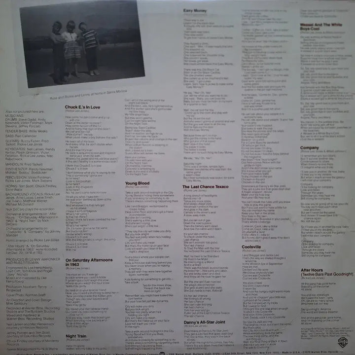 [BUNJANG] Rickie Lee Jones 1979 US Press LP Vinyl Record / 미국반/Rickie Lee Jones LP