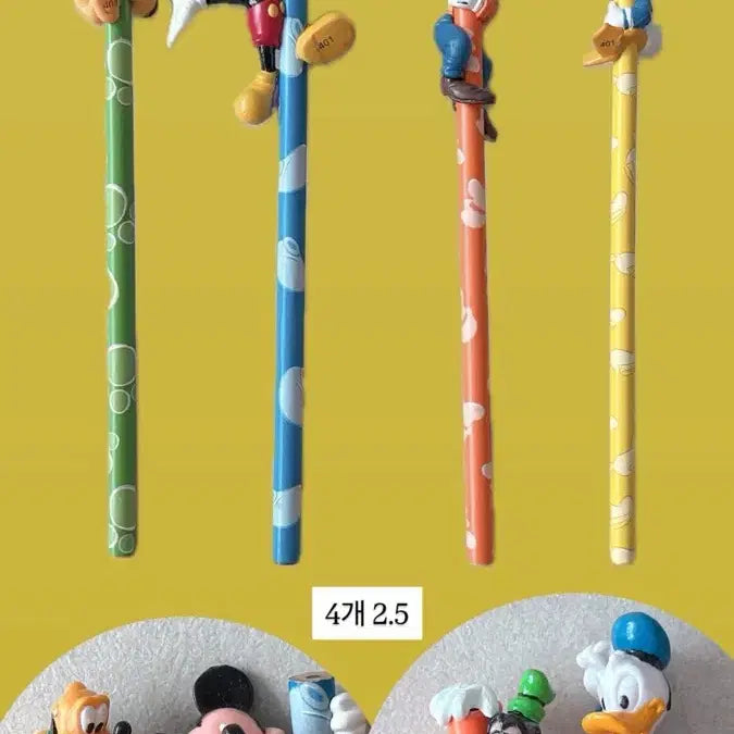 [BUNJANG] Disney Mickey, Donald, Pluto, Goofy Pencil Set / 디즈니 미키 도날드 플루토 구피 연필 세트