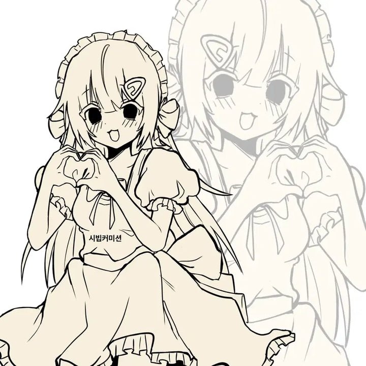[BUNJANG] Bishojo (Beautiful Girl) Single-Color Illustration Commission (Half-Body) / 미소녀 단색 일러스트 커미션