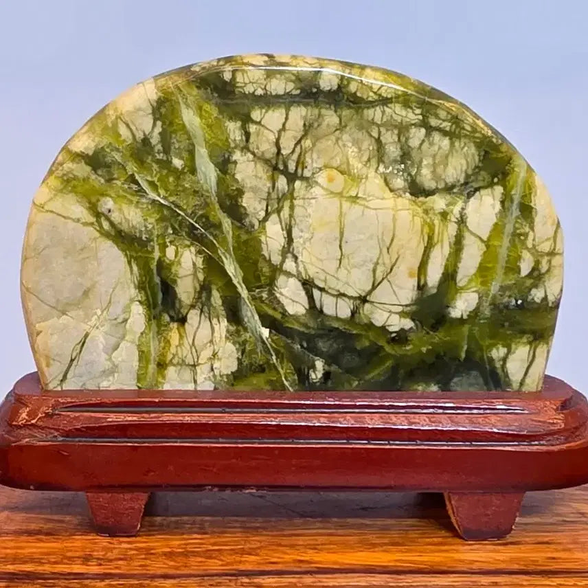 [BUNJANG] Jade Stone, Celadon Pattern, Beautiful Energy, Mineral Stone / 26081905 좋은 기운을 내뿜고 수림 문양이 아름다운 옥 가공석 광물 수석 팝니다