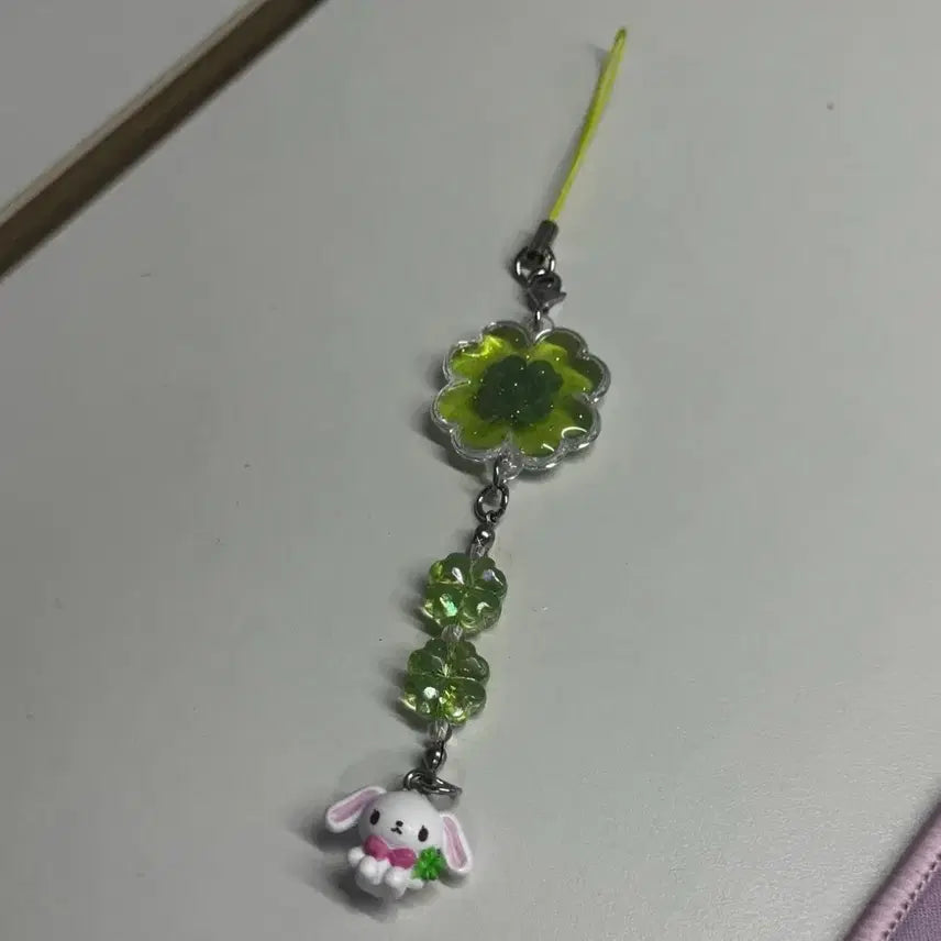 [BUNJANG] Sugar Bunnies Shirousa Clover Strap Gacha Keyring / 슈가바니즈 시로우사 클로버 스트랩 가챠 키링 산리오 쿠로우사 인형 메지루시 파우치