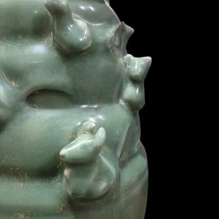[BUNJANG] Longquan Celadon Glazed Carved Flower Lid Jar / 중국도자기 용천요양각첩화유개호