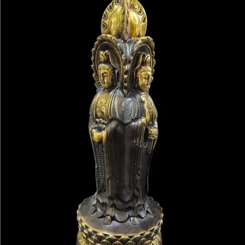 [BUNJANG] Qianlong Period Bronze Guanyin Bodhisattva Statue / 건륭년제 4면 동관세음보살상