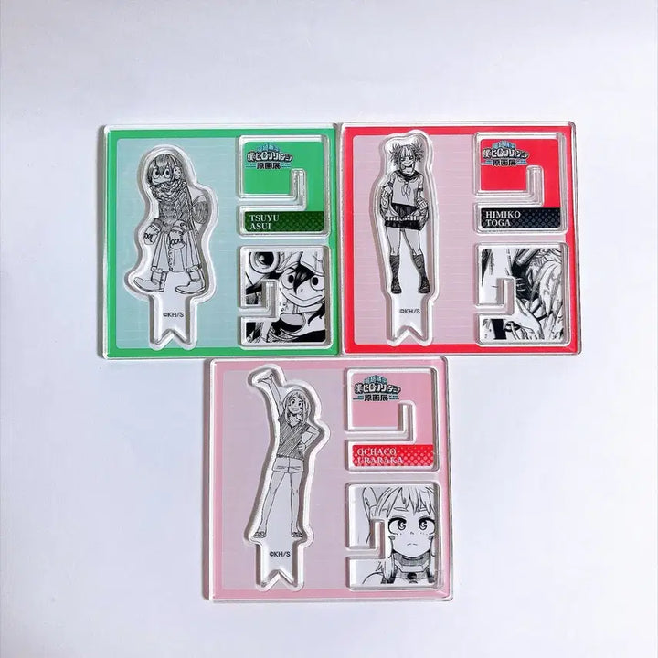 [BUNJANG] My Hero Academia Original Art Exhibition Acrylic Standee &amp; Figure Collection - Tsuyu, Toga, Ochaco Bundle Set / 히로아카 원화전 아크릴 X 피규어 컬렉션 - 츠유, 토가, 오챠코 일괄