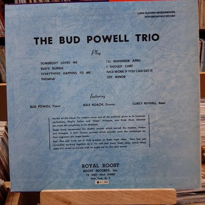 [BUNJANG] Bud Powell Mint Jazz LP Roost RLP 412 / 민트 재즈 피아니스트 버드 파웰 LP roost rlp 412 LP