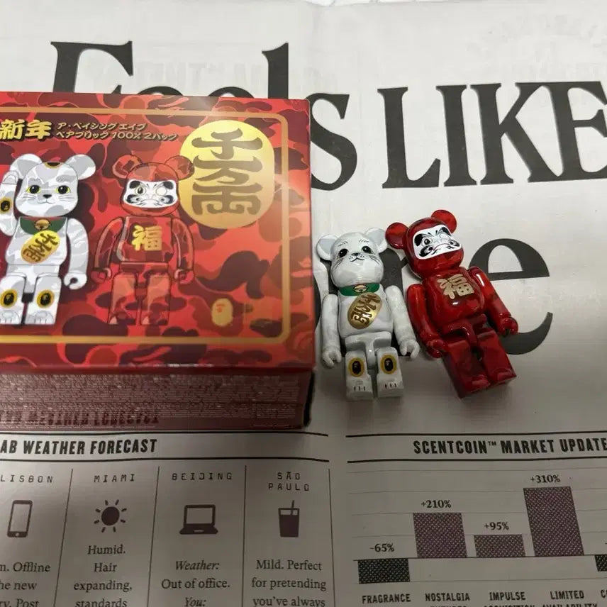 [BUNJANG] Bearbrick Bape Maneki Daruma Set / 베어브릭 베이프 마네키네코 다루마