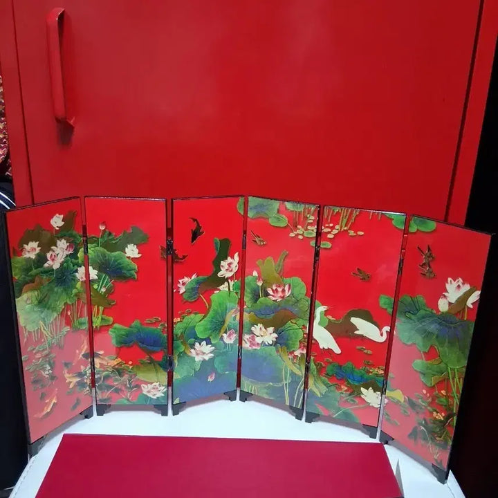 [BUNJANG] Miniature Folding Screen with Lotus Flower Design / 고급스러운 연꽃 미니 병풍