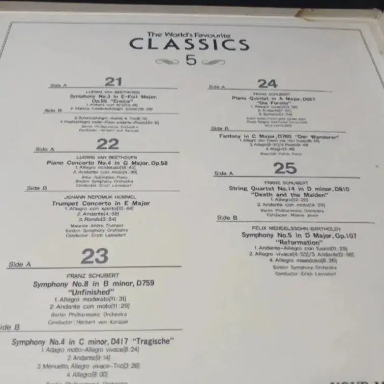 [BUNJANG] Beethoven, Schubert, Mendelssohn 5-LP Box Set / 베토벤, 슈베르트, 멘델스존 박스반 5장세트