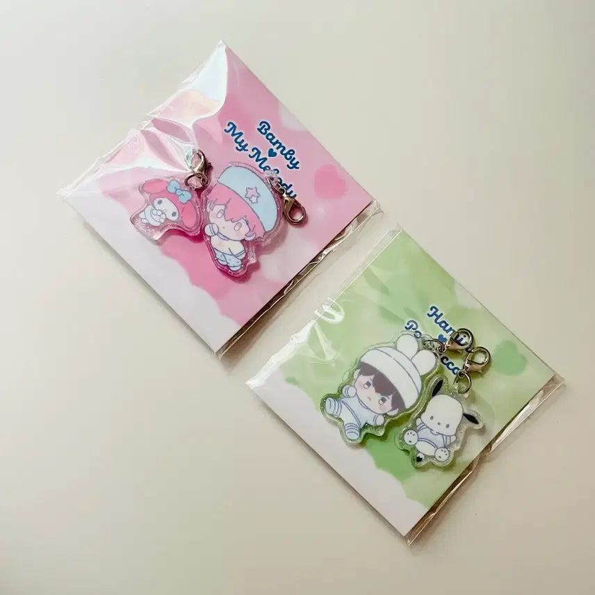 [BUNJANG] PLAVE Ppoo Acrylic Charm Keyring Bambi + Hamin Bundle Set / 플레이브 뿌 아크릴 참 키링 밤비+하민 일괄