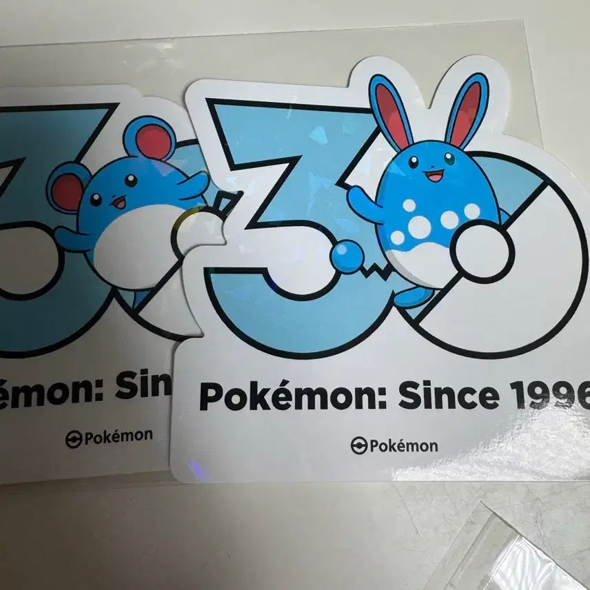 [BUNJANG] Pokemon 30th Anniversary Logo Sticker Marill Marillu Set / 포켓몬 30주년 로고 스티커 마릴 마릴리 세트