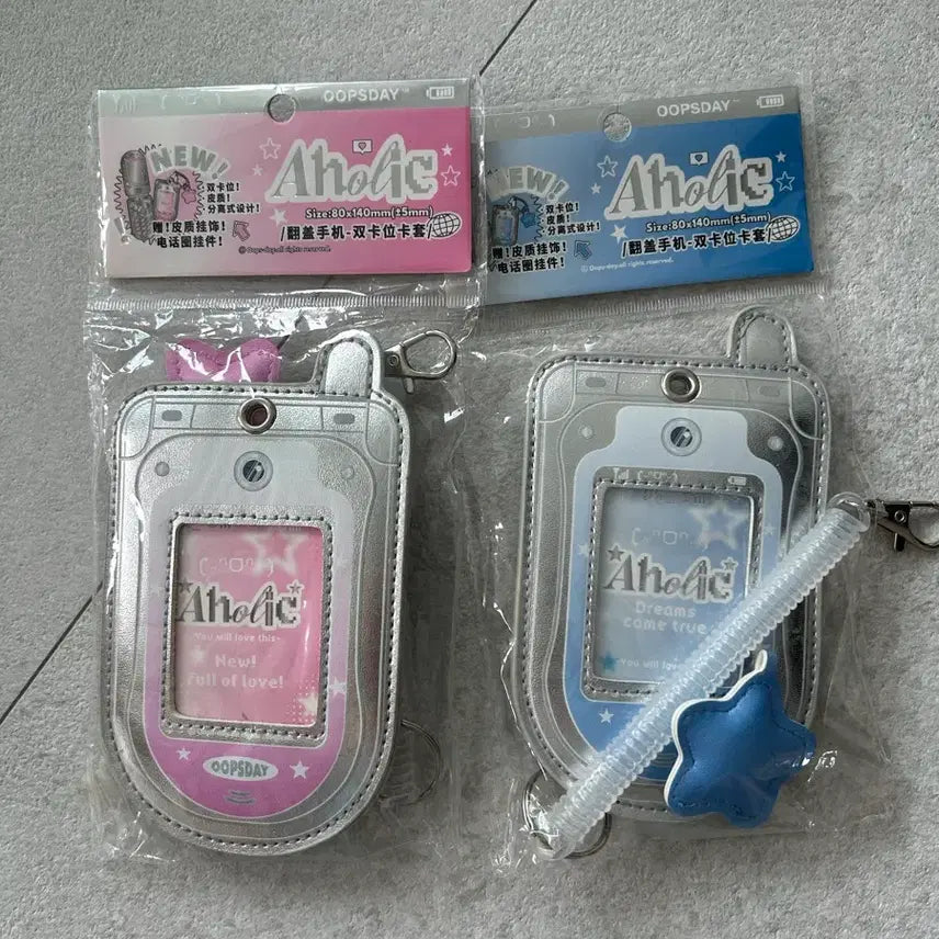 [BUNJANG] Sealed Bundle Set Y2K Star Pattern Phone Photocard Holder Pink &amp; Blue 2 Types / [미개봉 일괄] y2k 컨셉 별무늬 핸드폰 포카홀더 핑크&amp;블루 2종 포토카드 홀더