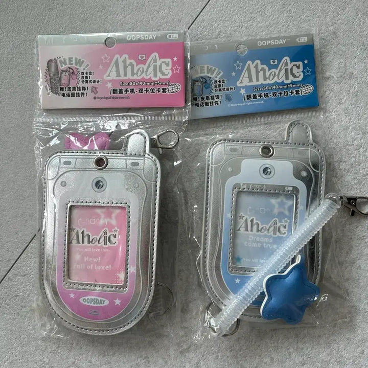 [BUNJANG] Sealed Bundle Set Y2K Star Pattern Phone Photocard Holder Pink &amp; Blue 2 Types / [미개봉 일괄] y2k 컨셉 별무늬 핸드폰 포카홀더 핑크&amp;블루 2종 포토카드 홀더