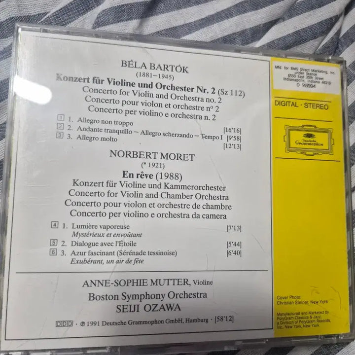 [BUNJANG] Anne-Sophie Mutter plays Bartók Violin Concerto No. 2 CD / 안네 소피 무터 바르토크 바이올린 협주곡 2번 CD 수입