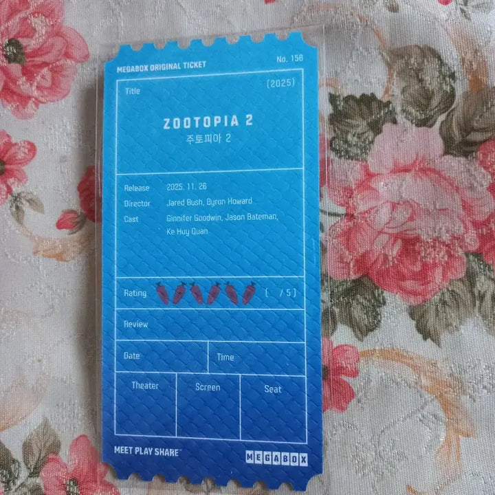 [BUNJANG] Zootopia 2 Original Ticket / 주토피아2 오리지널티켓